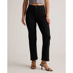 Quince Stretch High Rise Straight Jeans Black Organic Cotton Blend Women's 27